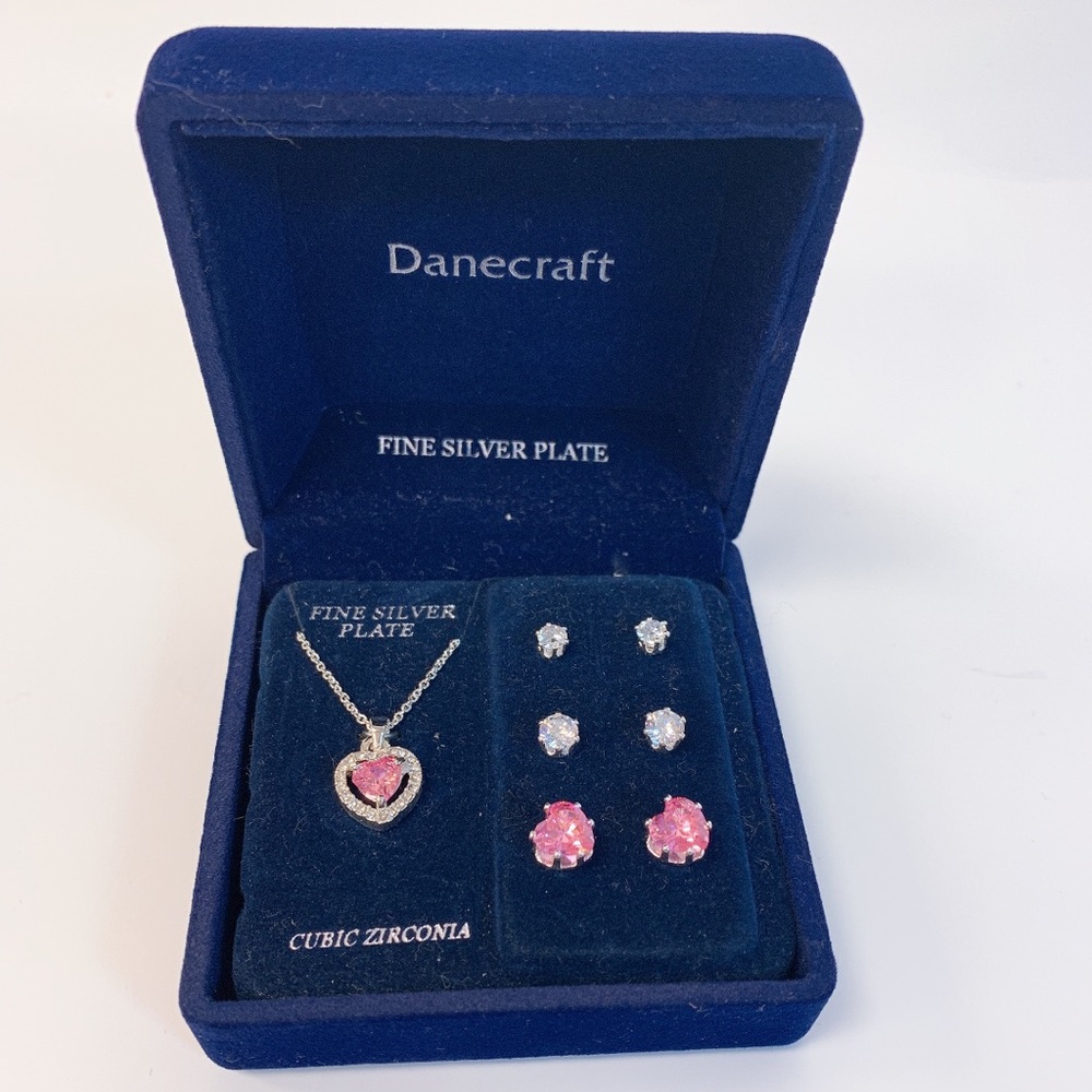Danecraft Heart Necklace & Earring Set NEW